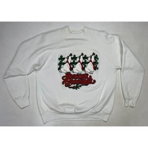 VINTAGE Season's Greetings Graphic Crewneck Sweatshirt Men MEDIUM 80s 90s